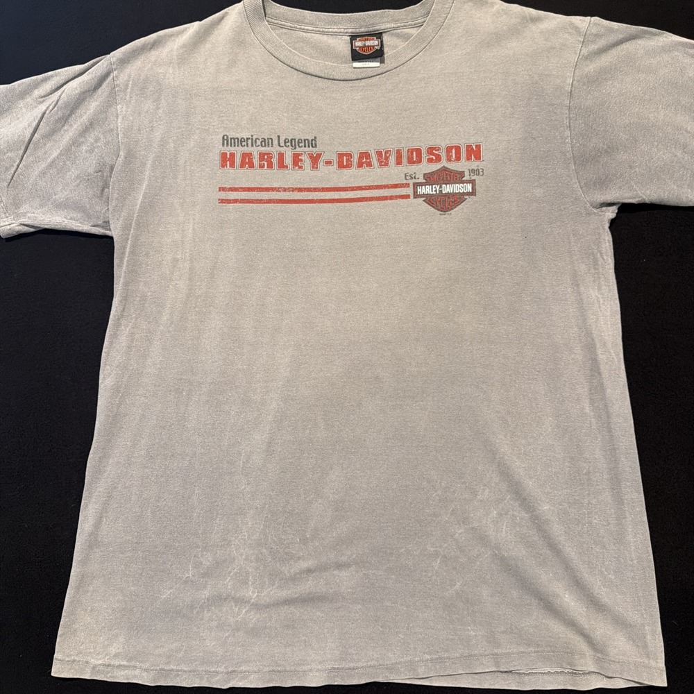 Harley Davidson South Hampton England Dock Gate 20 Gray Acid Wash Lighting XL